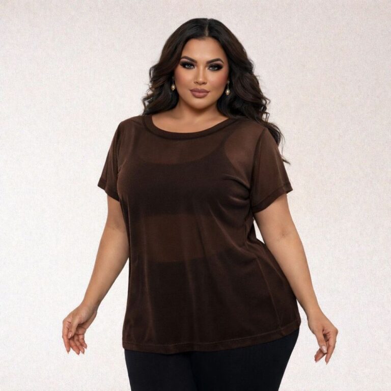 TULE MARROM PLUS SIZE