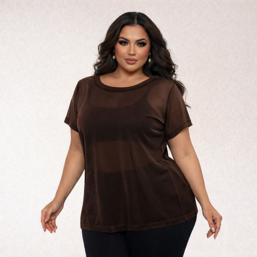 TULE MARROM PLUS SIZE