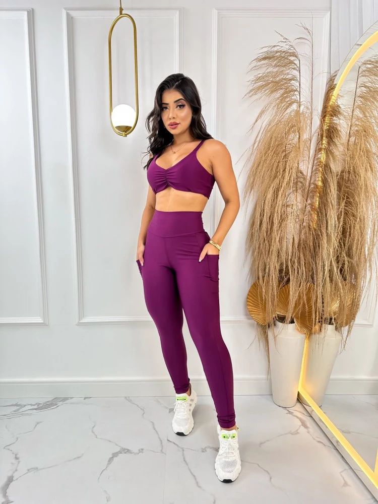 CONJUNTO CALÇA BOLSO TOP CURTO M/G